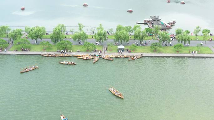 杭州西湖景区雷峰塔风光航拍