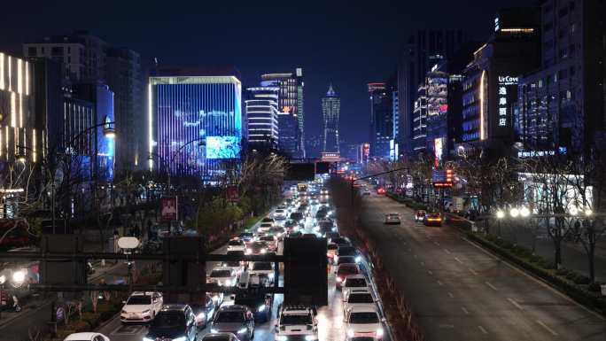 繁华城市 市中心 夜景 车流 都市感4K