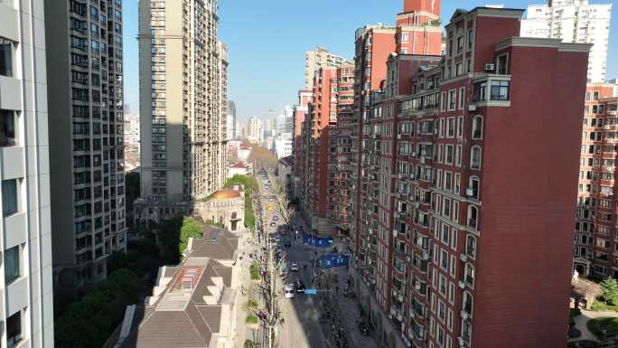 4K原素材-上海徐汇区建国西路至城市全景