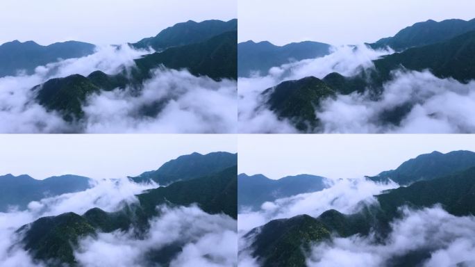 航拍云雾缭绕的庐山