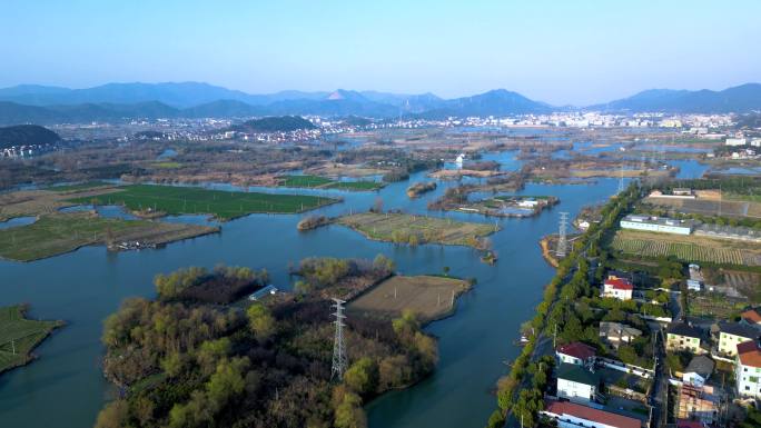 航拍白塔湖湿地