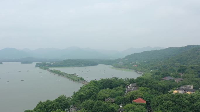 杭州西湖景区雷峰塔风光航拍