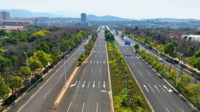 昆明呈贡新区彩云南路航拍4K