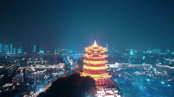 黄鹤楼 夜景 灯光 震撼