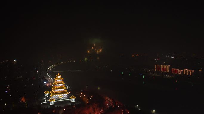 宝鸡夜景 石鼓园 烟花秀