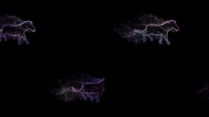 斑马奔跑动画炫彩粒子动物带通道
