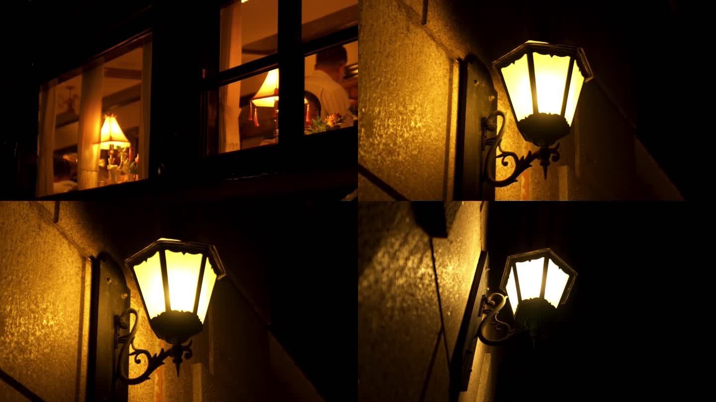 广州荔湾区沙面岛夜景街灯