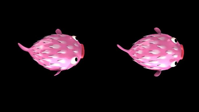 小海豚粉色三维动画游戏带透明通道游死亡