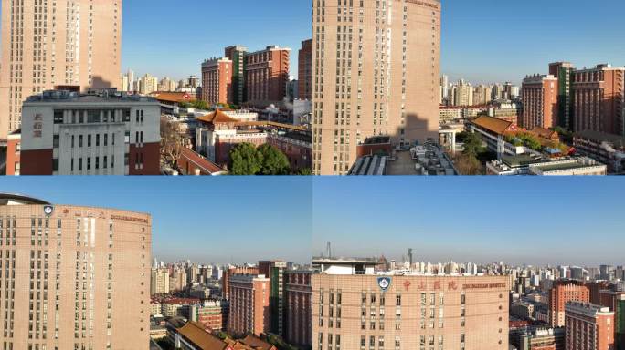 4K原素材-上海徐汇区城市全景、中山医院