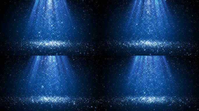 唯美蓝色粒子舞台背景下雪视频素材