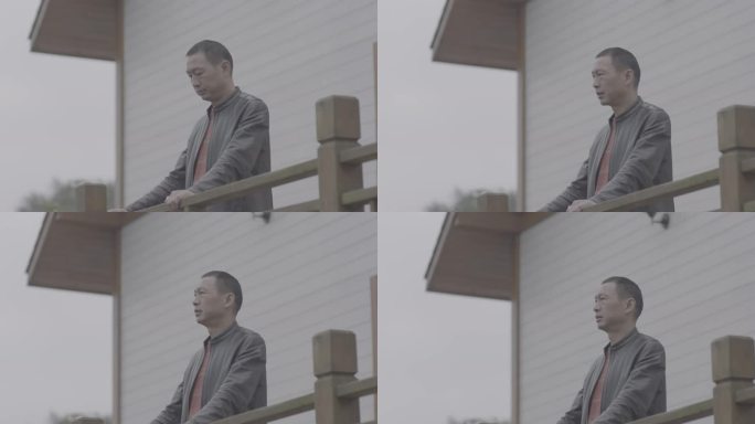 【4K灰度】创业男子眺望思考未来