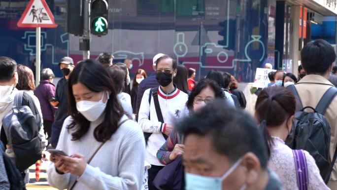 香港白天街头上班族人流