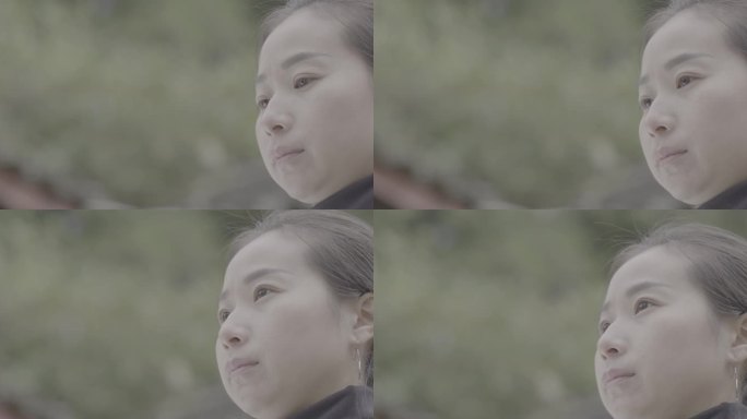 【4K灰度】农村女子沉思表情