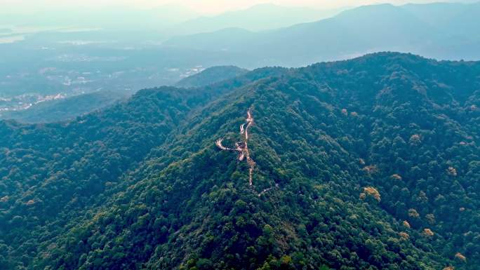 杭州马家坞空中栈道北高峰航拍西湖全景