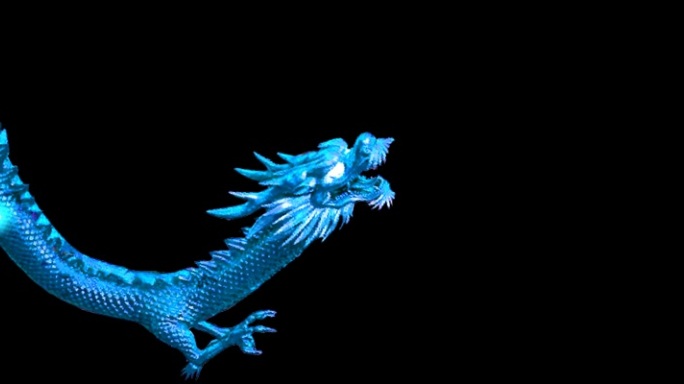 三维动画游戏霸气冰龙蓝龙带透明通道游走龙