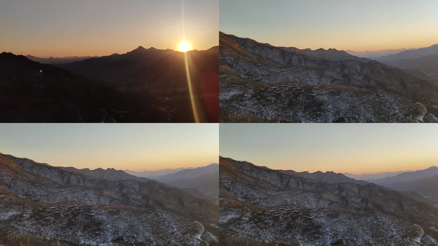 夕阳雪山下雪后山上积雪