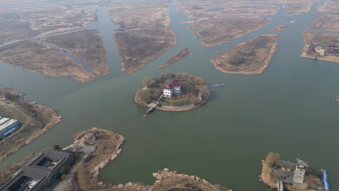 4K航拍盐城建湖九龙口湿地公园景区