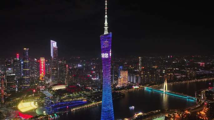 4K广州塔城市夜景航拍3