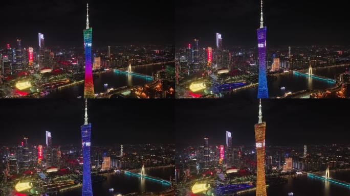 4K广州塔城市夜景航拍3