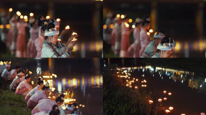 放河灯 水灯节 祈福