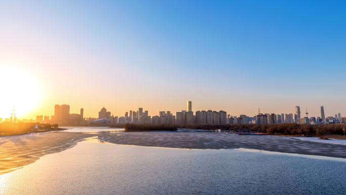 沈阳 晚霞 浑河 城市