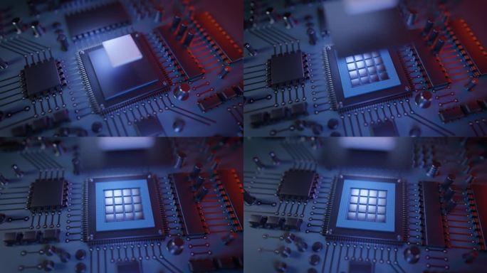cpu处理器电路板三维动画