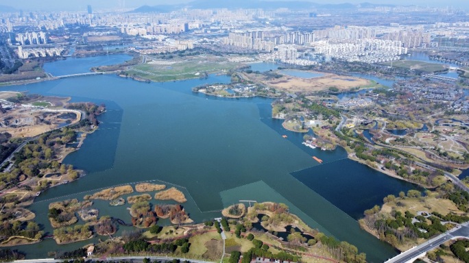 4k航拍湖州西山漾湿地景区