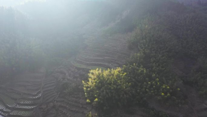 航拍雪峰山山脉下村庄民房合集