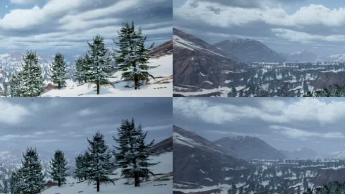 大屏背景下雪的雪山