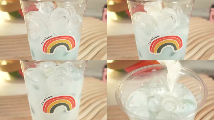 【镜头合集】冰杯里倒入椰乳薄荷奶茶(2)