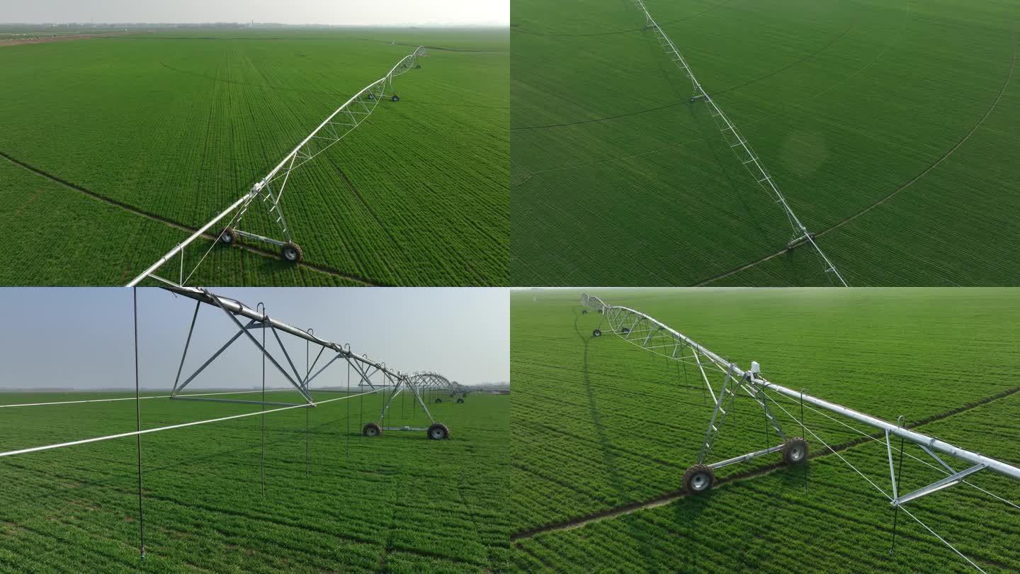 4k原创高标准农田喷灌灌溉设备 田野风景