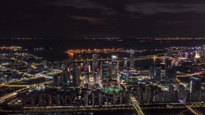 4K深圳前海夜景航拍