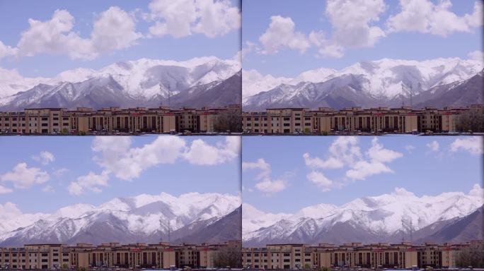 西藏 拉萨 雪山 延时 长焦 云朵