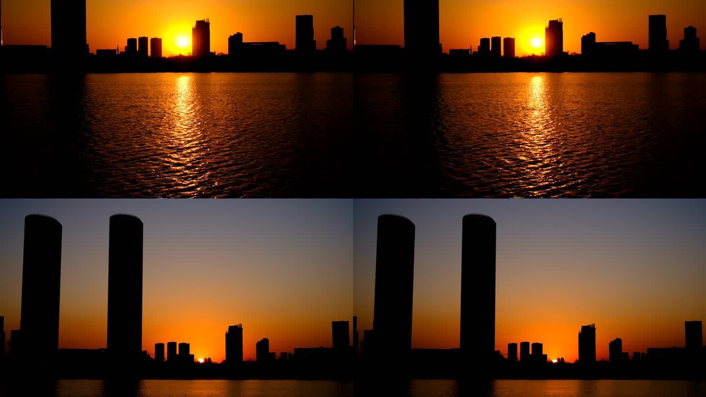 城市日落海边光影旅行情绪视频素材