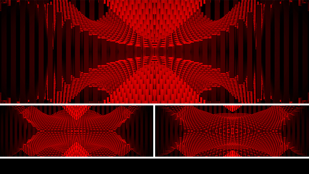 【宽屏时尚背景】黑红矩阵方块光影空间艺术