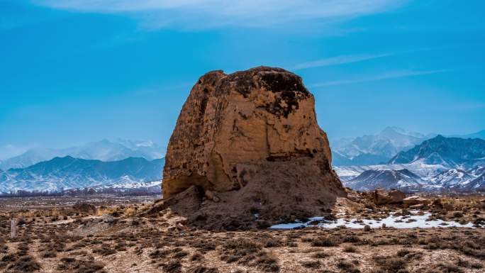 河西走廊 戈壁 雪山 烽燧 明长城遗址