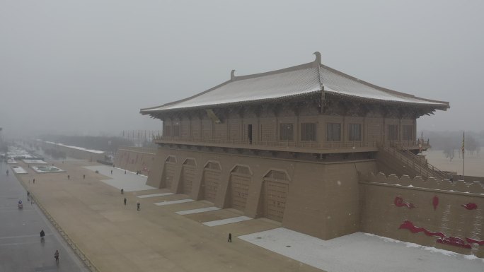 大明宫丹凤门火车站雪景