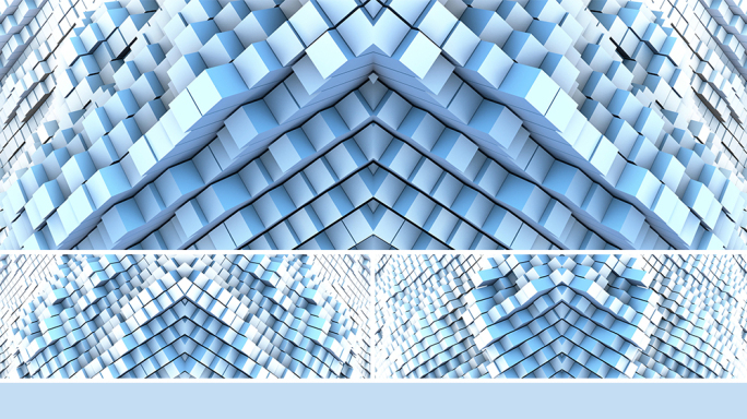 【宽屏时尚背景】淡蓝几何颤动空间方块矩阵