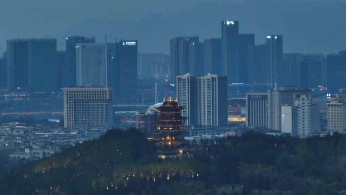 义乌鸡鸣阁城市夜景