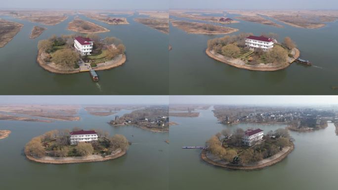 4K航拍盐城建湖九龙口湿地公园景区