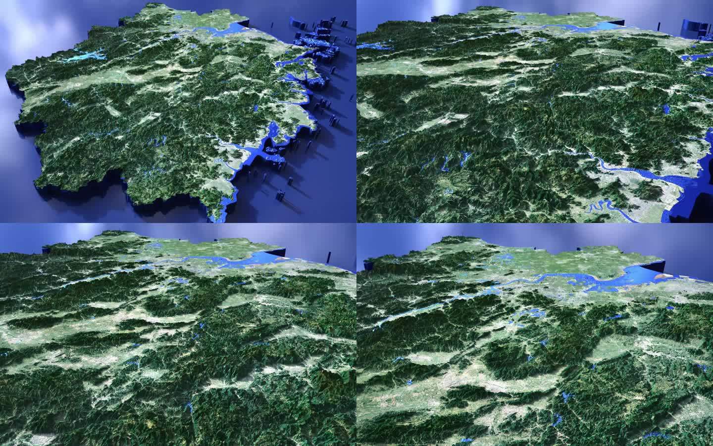 精细浙江地图模型20k颜色高程水系贴图