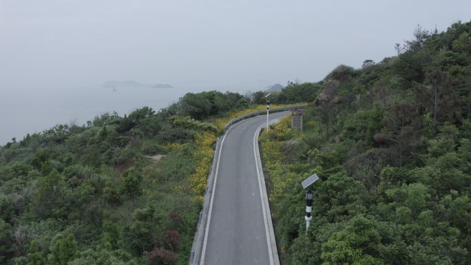 花鸟岛航拍 清晨 景观道路