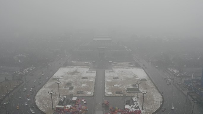 西安南门雪景