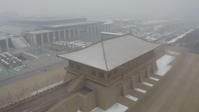 大明宫丹凤门火车站雪景