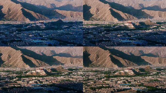 西藏拉萨市城关区日出中景光影延时