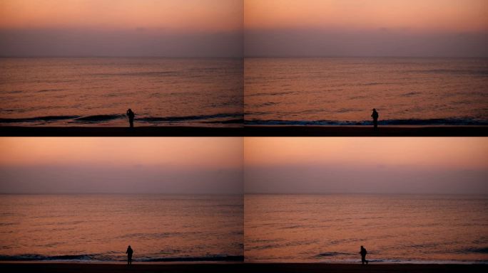 海边日出人物背影情绪孤独视频素材