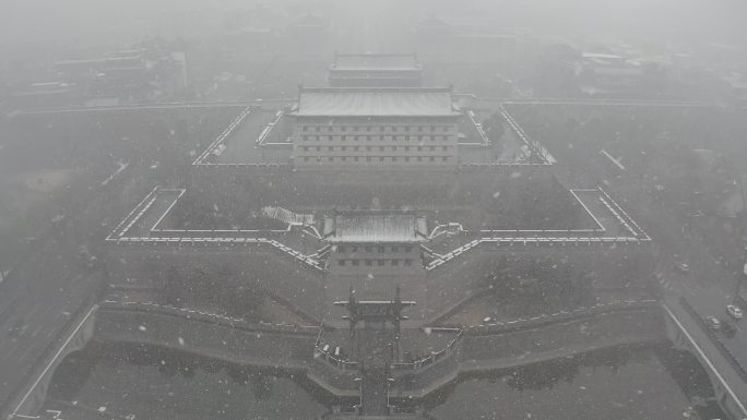 西安南门雪景