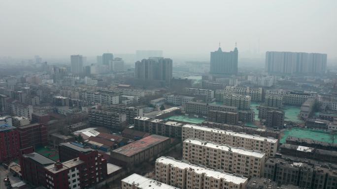 航拍山东淄博城市风景