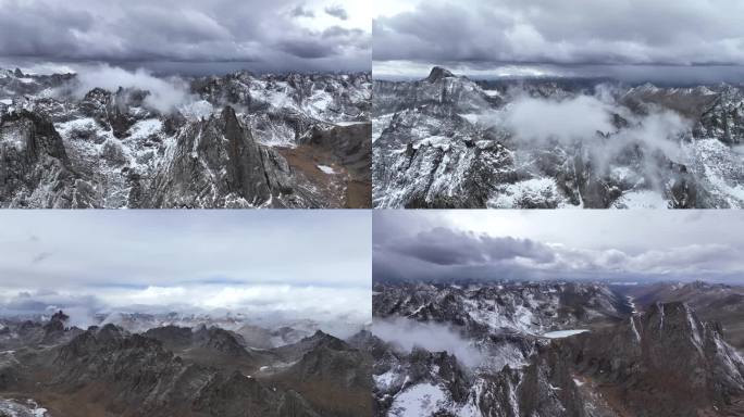 川西莲宝叶则雪景航拍