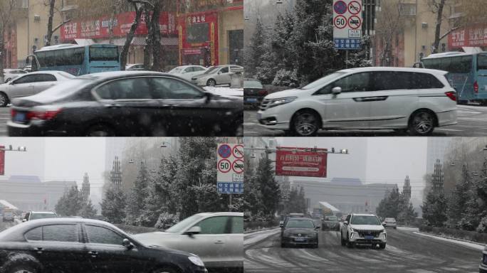 大雪飘飞的街道